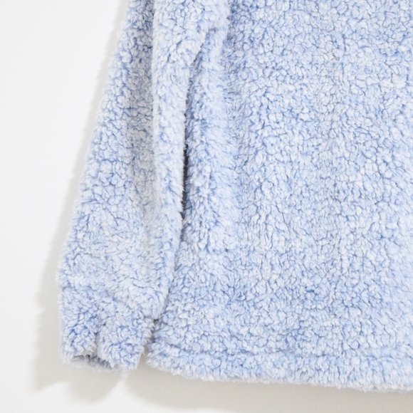NEW Light Blue Fluffy Cloud Fleece Quarter Zip Pullover Sherpa Jacket | Size M - Picture 11 of 12